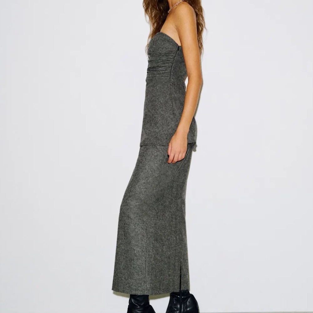 Reformation Lydia Skirt Charcoal Wool